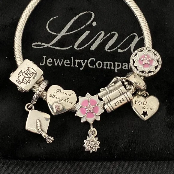 Snake Chain Grandchildren Bracelet Charms Gifts For Grandma